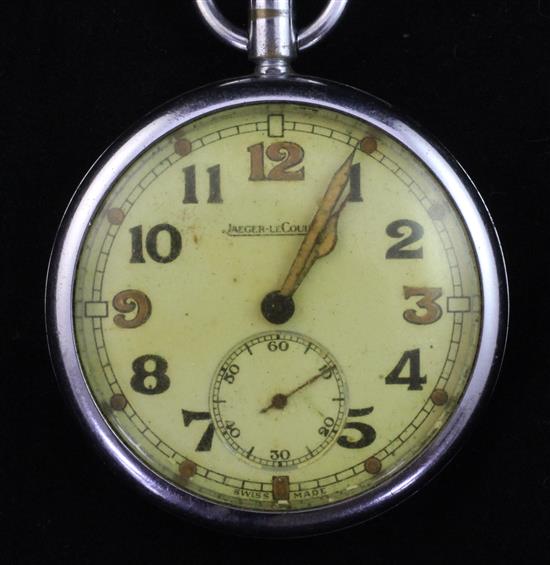 A Jaeger Le Coultre chrome cased military pocket watch,